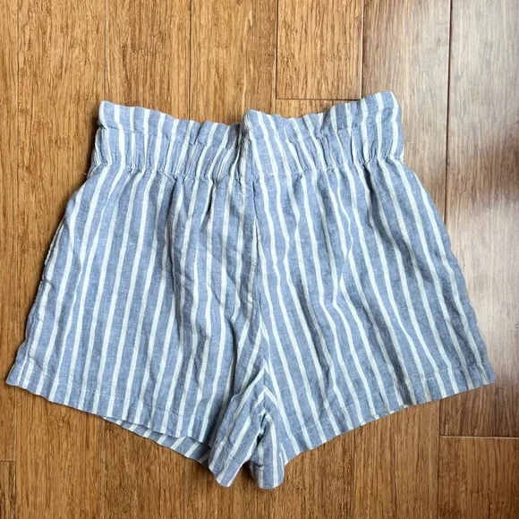 Abercrombie & Fitch Stripe Paper Bag Tie Waist Shorts Blue White Size Small - Picture 5 of 5